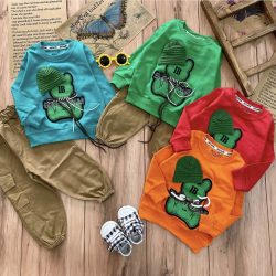 بلوز شلوار کلاه بافتنی شلوار کتان(نسکافه ای)(کیفیت عالی)