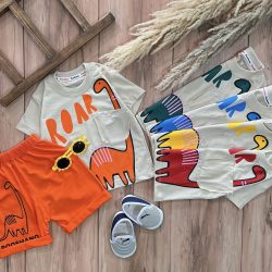 تیشرت شلوارک دایناسور جیب دار (کد۱۳۲)