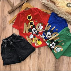 تیشرت شلوارک میکی (شلوارک لی)(کیفیت  عالی)