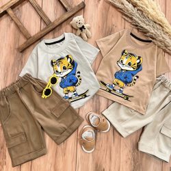 تیشرت شلوارک ببر اسکیت باز(کیفیت عالی)