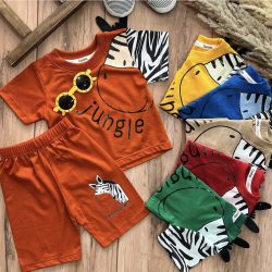 تیشرت شلوارک گورخر شاخ دار9115