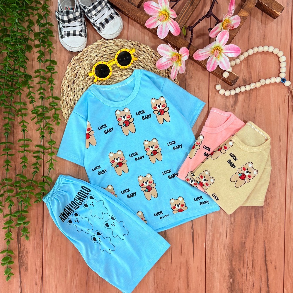 تو تیشرت شلوارک خرس و توت فرنگی0022 - Image 1