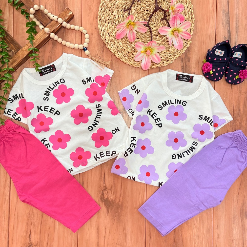 ی تیشرت شلوارک گل اسمایل0075 - Image 2