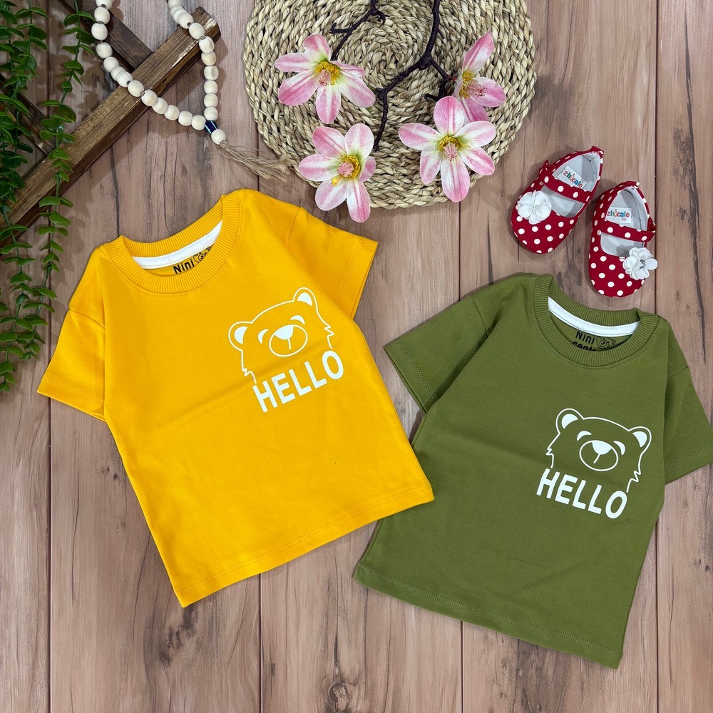 هل تیشرت تک خرس hello(کیفیت عالی)2037 - تصویر 1