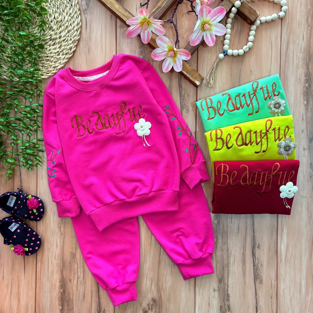 پ بلوز شلوار گل برجسته استین گلدوزی(کیفیت عالی) - Image 1