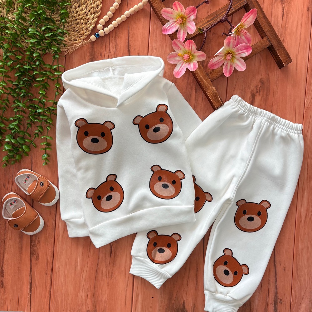 کم هودی شلوار کله خرسی سفید - Image 1