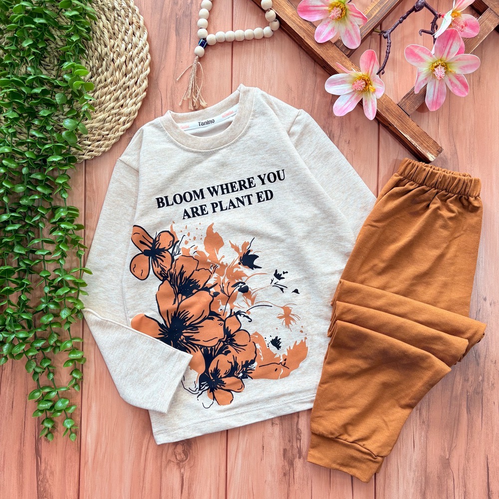 گگگ بلوز شلوار گل ملانژ - Image 1