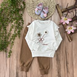 بلوز شلوار طرح گل آستین چین دار