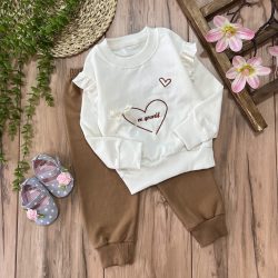 بلوز شلوار طرح قلب آستین چین دار