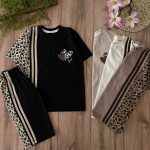 تیشرت شلوارک یک طرفه پلنگی قلبی