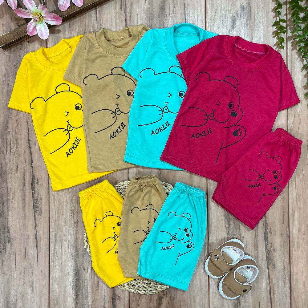خرس چشمک زن تیشرت شلوارک پو چشمک زن - Image 1