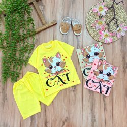 تیشرت شلوارک گربه و قلب