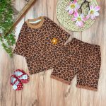 تیشرت شلوارک پلنگی (قهوه ای)